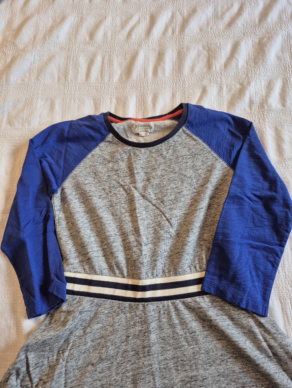 Johnnie B girls size 13-14 yrs gray with blue 3/4 sleeve dress VGUC - Picture 2 of 6